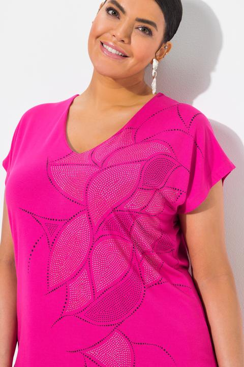 Actual product image Ulla Popken Rhinestone Pattern Cap Sleeve Tee (46, 48)