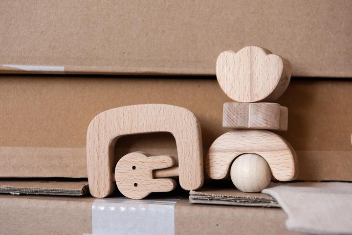 Actual product image Childhome Childwood Handmade Wooden Rattle BLOEM