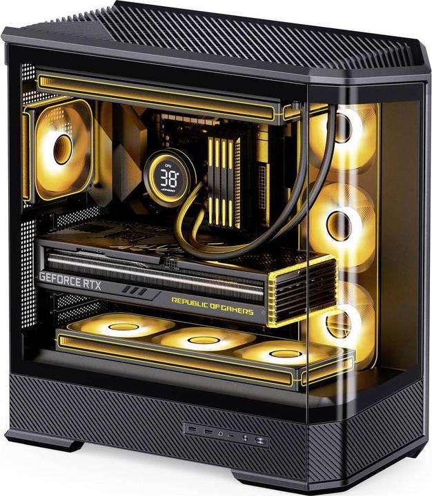 Produktbild Jonsbo D400 PC-Gehäuse, Midi Tower, ATX, Tempered Glass - schwarz (ATX, mATX, Mini-ITX)