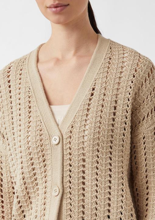 Produktbild Comma Strickjacke Cardigan aus Baumwollmix mit Lochmuster (M)