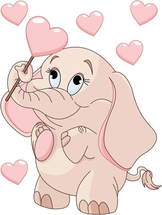 Image du produit Trenddeko Bébé éléphant avec coeurs + autocollants lumineux (45 x 60 cm, 30 x 40 cm, 38 x 50 cm)