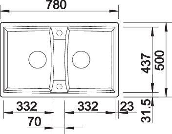 Actual product image Blanco Lexa 8 (Top-mounted sink, 78 cm, 50 cm)