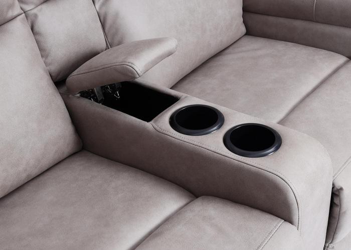 Produktbild Swisshandel24 2er Kinosessel HWC-K17, Relaxsessel Fernsehsessel Sofa, Nosagfederung Getränkehalter Fach Stoff/Te