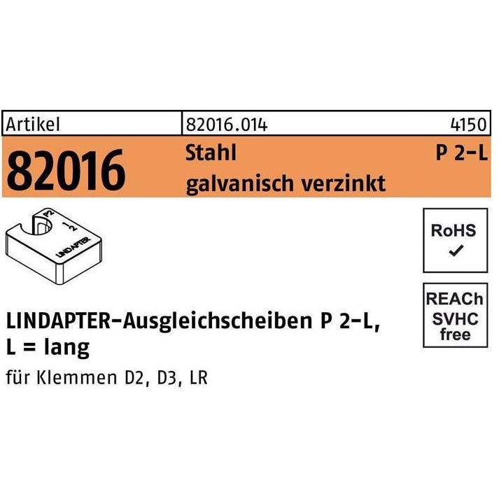 Lindapter, Zubehör Befestigungstechnik, Ausgleichscheibe R 82016 GTW 40 P2 M 24 / 24,0 Stahl galvanisch verzinkt