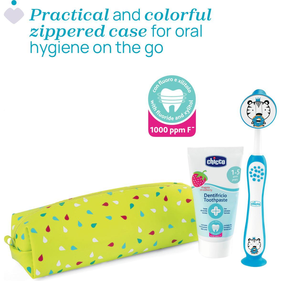 Thumbnail - Chicco, Babykörperpflege, Oral Set DROPS TIGER, mit Fluorid - 36m+