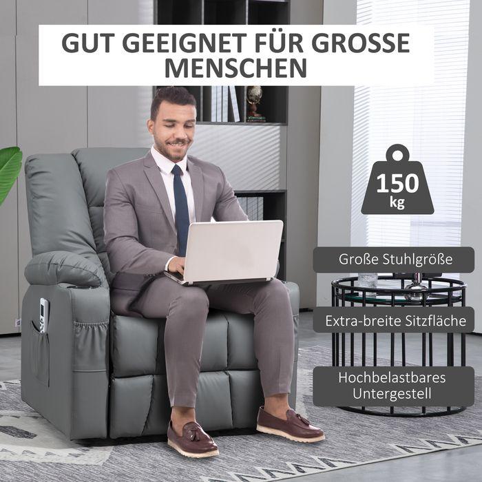 Produktbild Swisshandel24 Relaxsessel Aufstehhilfe elektrisch Fernsehsessel USB Massagesessel Fernbedienung Rollen Grau