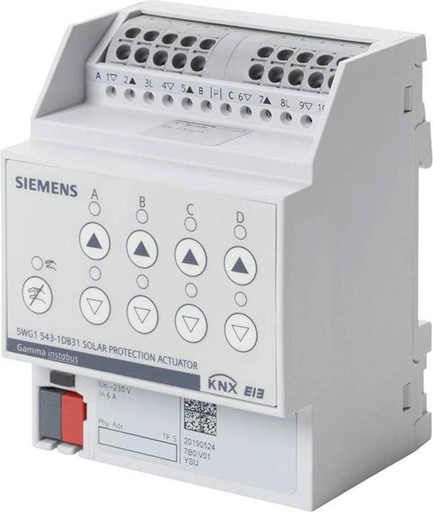 Actual product image Siemens Switch actuator KNX REG 4TE 4output 6A 230V 5WG1543-1DB31 (Switch actuator)