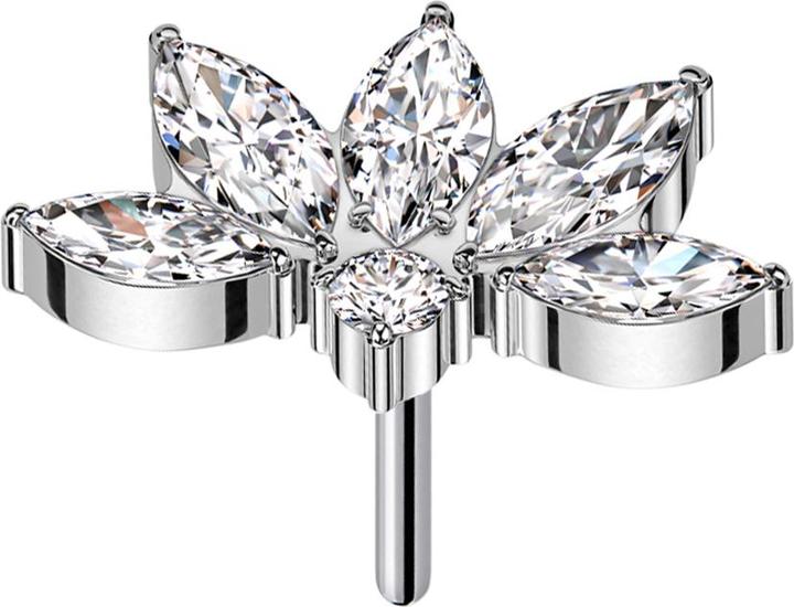 Produktbild Star Piercing Threadless halbe Lotusblume silber Kristalle silber (ohne Messing, Titan)