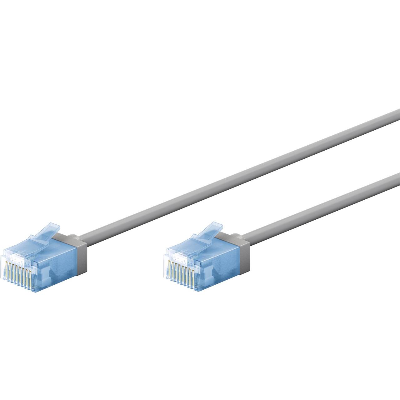 Goobay Ultraflexibles CAT 6A Patchkabel, slim, U/UTP, grau (U/UTP, CAT6a, 0.25 m), Netzwerkkabel