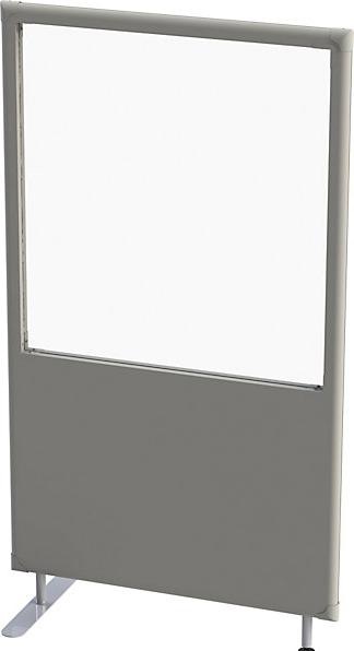 Actual product image eurokraft pro Soundproof partition, panel with window, height 1800 mm, width 1000 mm, grey.