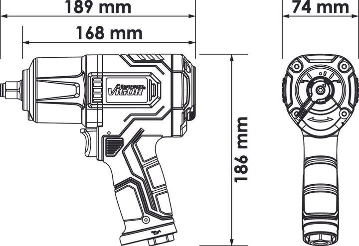 Produktbild Vigor Schlagschrauber ∙ V4801 ∙ Lösemoment maximal (Nm): 1800 Nm ∙ 1/2 Zoll (12,5 mm) Vierkant