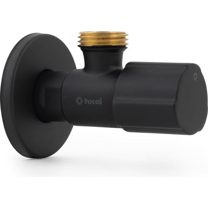 TMM, Valvola, Ceramic angle valve with round handle, black, 1/2 x 3/8 in