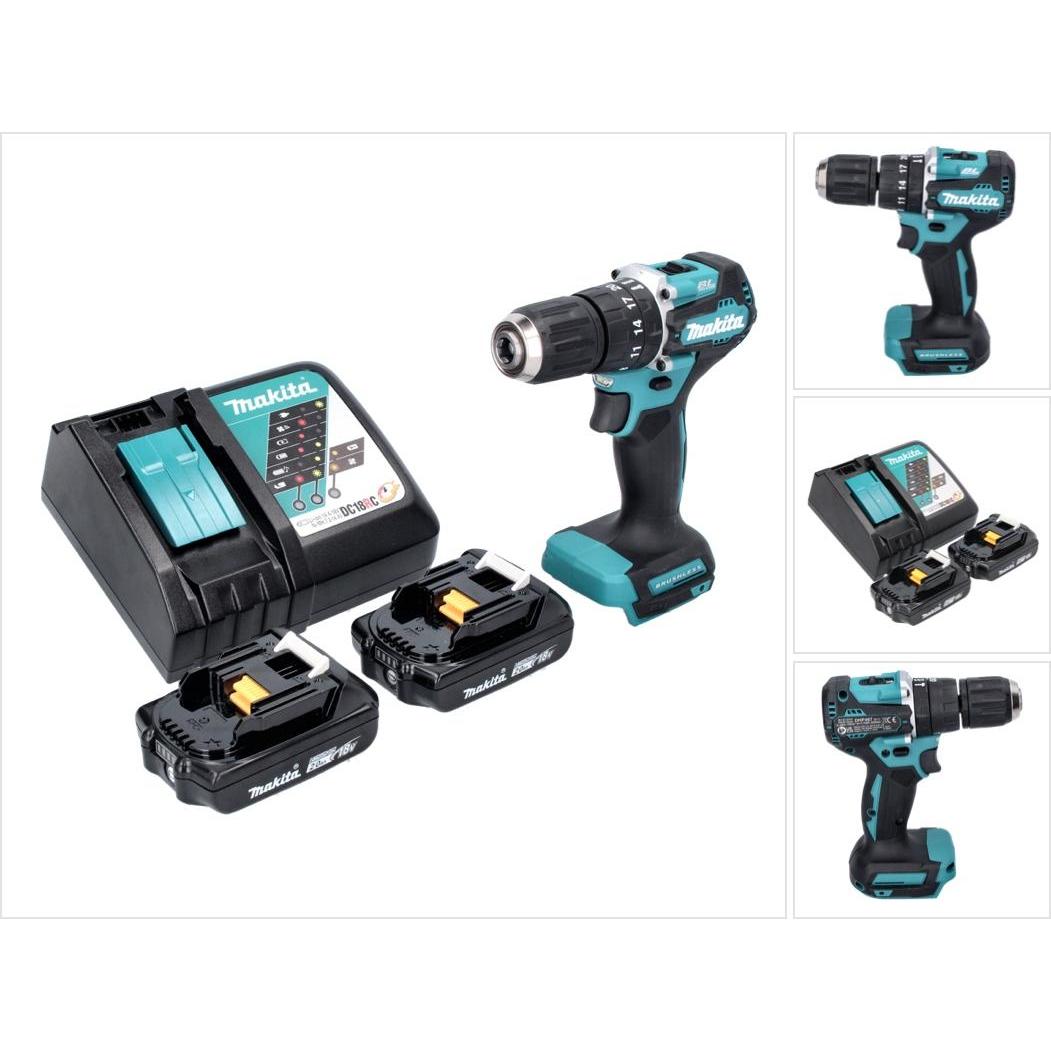 Thumbnail - Makita, Bohrmaschine + Akkuschrauber, DHP 487 RA Akku Schlagbohrschrauber 18 V 40 Nm Brushless + 2x Akku 2,0 Ah + Ladege...