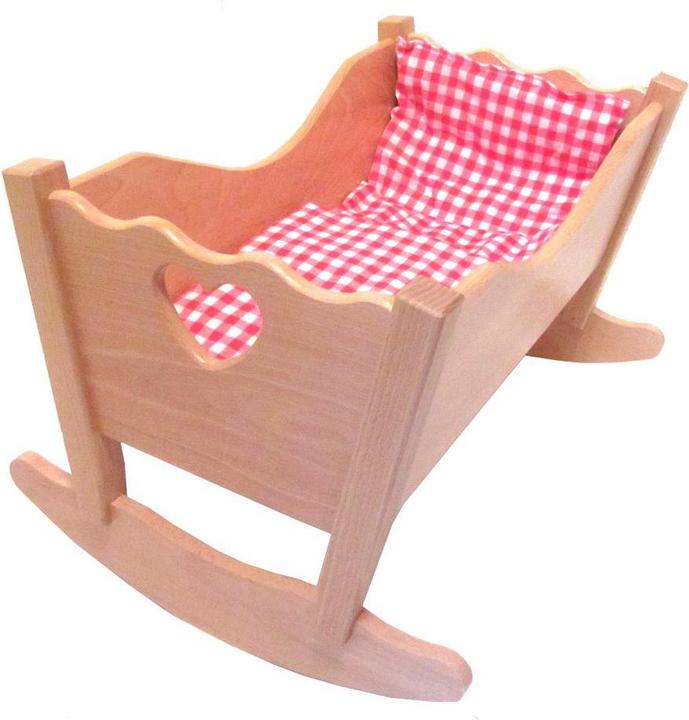 Magni Wooden doll's cradle red white chequered 3 pieces