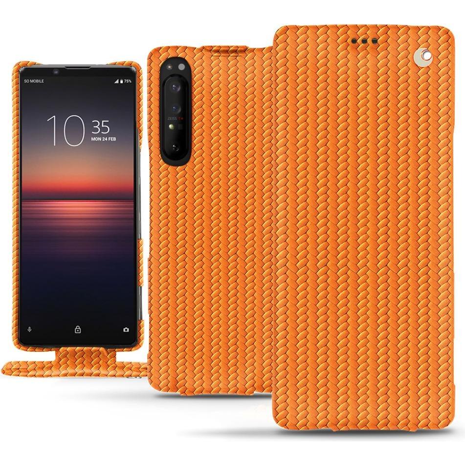 Noreve Lederschutzhülle vertikal (Sony Xperia 1 II), Smartphone Hülle, Orange