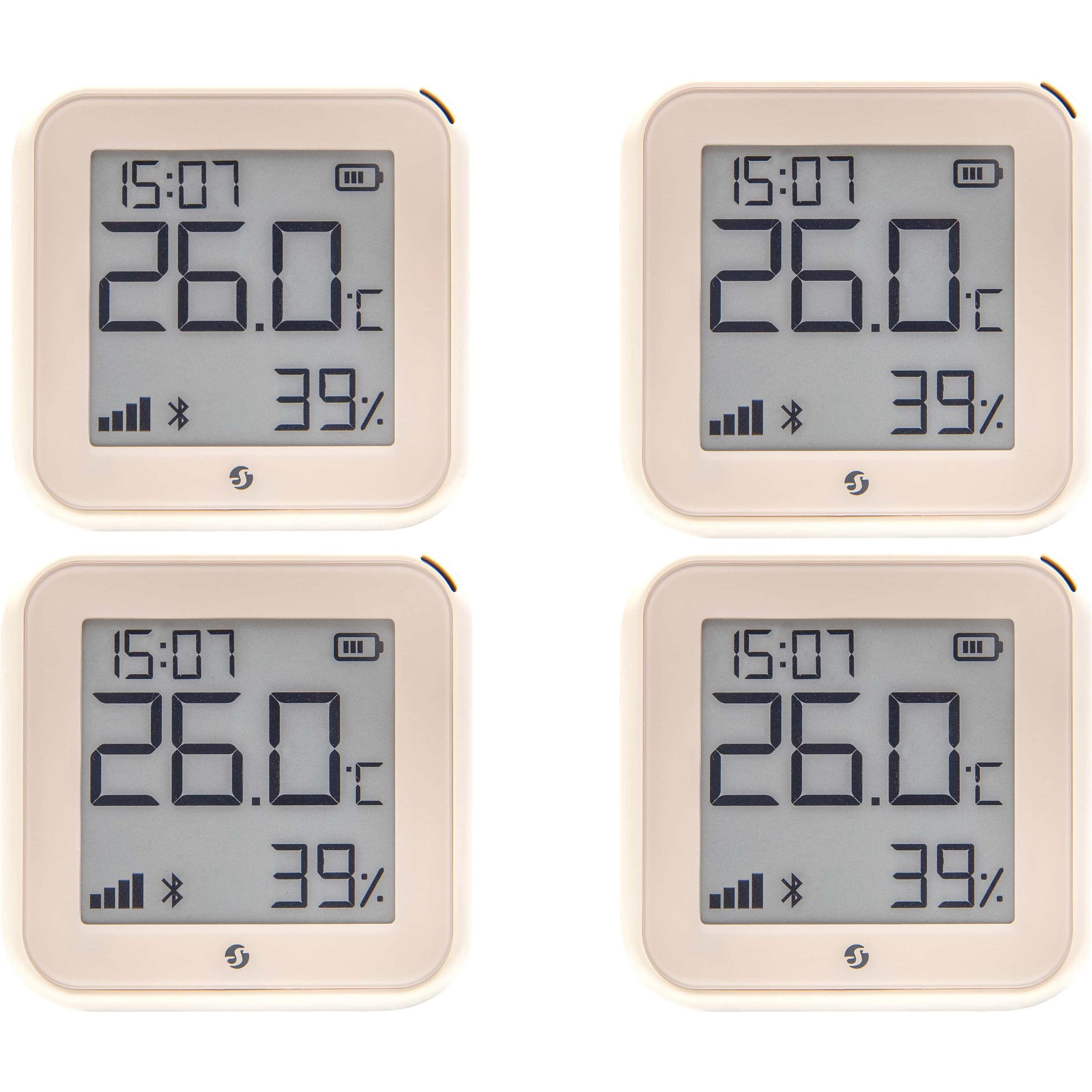 Shelly WLAN-Temperatur- u. Feuchtigkeitssensor Plus H&T Gen. 3, BT, Ivory, 4 Stück, Thermometer + Hygrometer, Weiss
