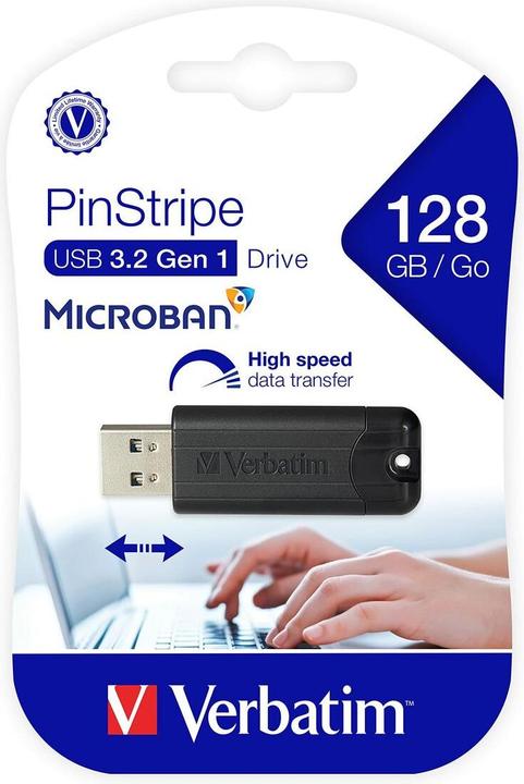 Image du produit Verbatim Clé USB PinStripe (128 Go, USB-A)