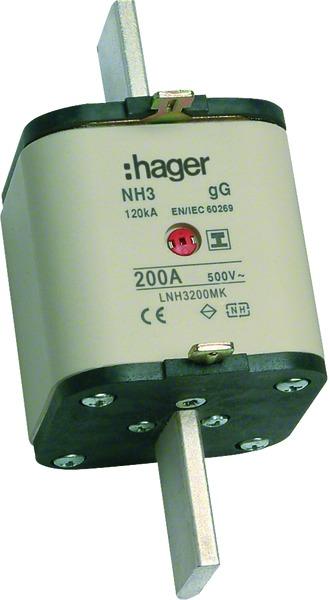 Produktbild Hager HAG LNH3200MK Sicherungseinsatz NH3C 200A 500V gGgL Mi tteke (200 A)