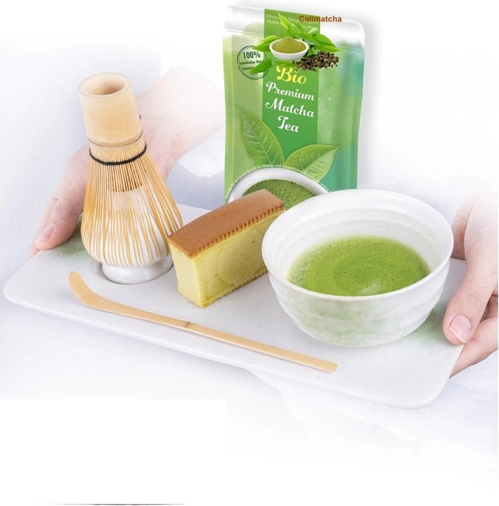 Produktbild Calimatcha Tee Set Matcha Tamago mit 30g Matchatee Tablett Geschenk