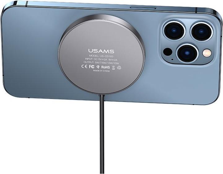 Usams Ład. indukcyjna US-CD183 magnetic 15W czarny/black CD183CDX01 (15 W)