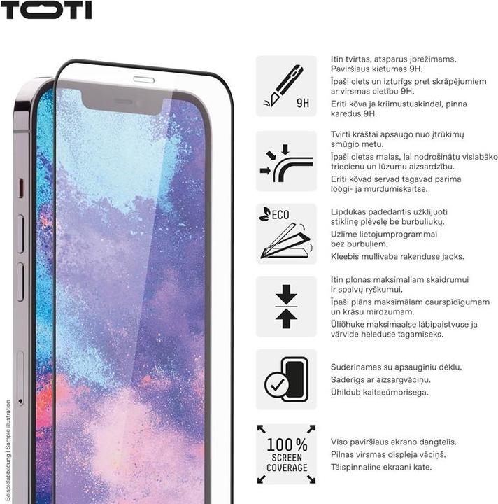 Actual product image Toti Phone glass screen protector Premium iPhone 16 Pro, 9H (1 Piece, Apple iPhone 16 Pro)