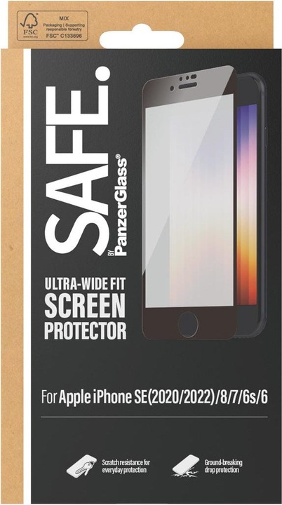 Immagine prodotto Safe. Pellicola protettiva per iPhone 6/6s/7/8/SE (2020/2022) (1 Pezzo/i, Apple iPhone 6s, Apple iPhone SE (terza generazione), Apple iPhone SE (seconda generazione), Apple iPhone 6, Apple iPhone 8, Apple iPhone 7)