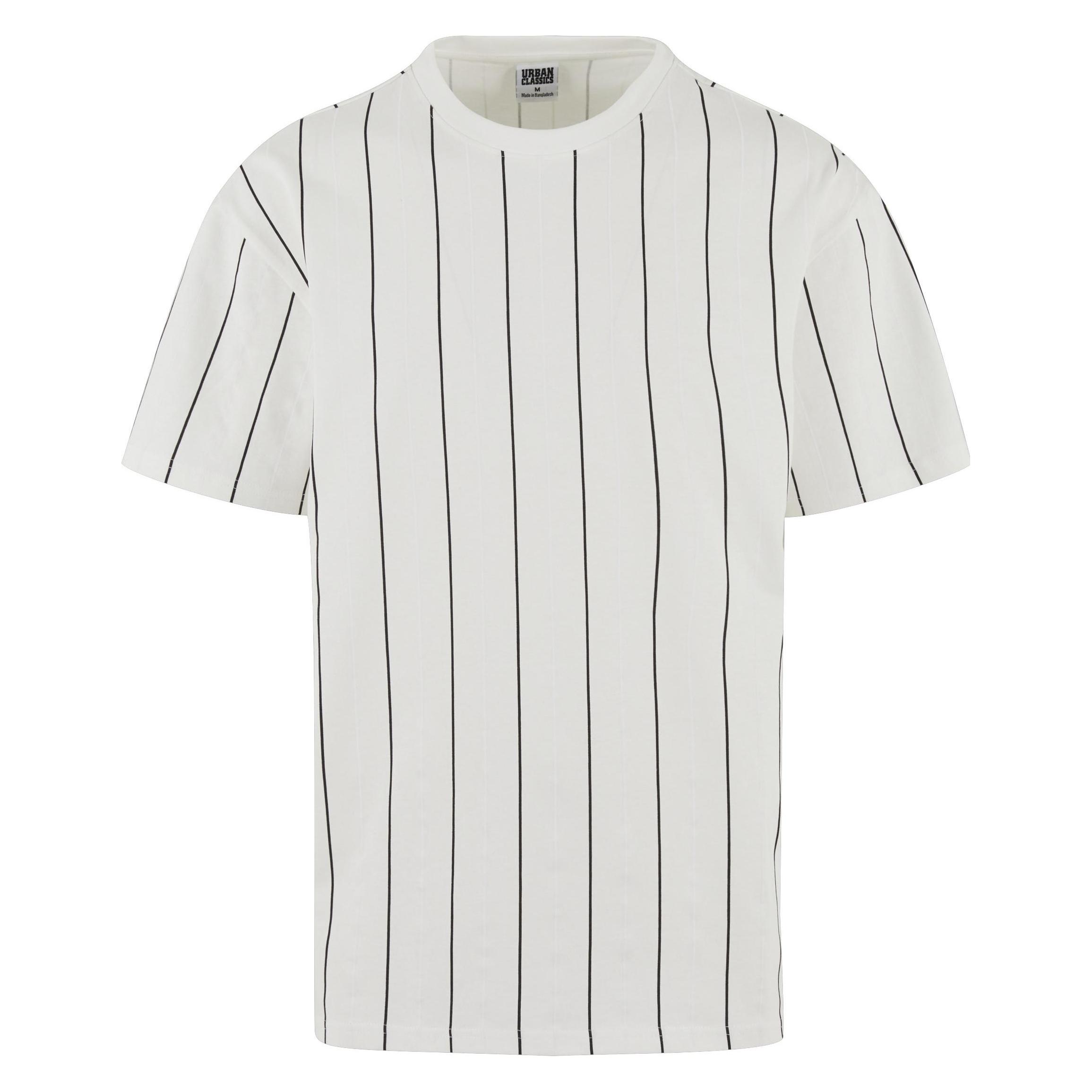 Urban Classics, Unisex, Shirts, Printed Pinstripe Tee - 179649, Mehrfarbig, Weiss, Schwarz, (L, Xxl)