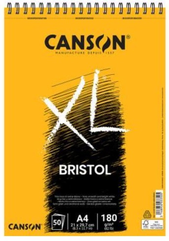 Produktbild Canson Skizzen- und Studienblock XL Bristol, DIN A3 50 Blatt, 180 g/qm, mit sehr stabiler Rückseite (A3, Kein Einband)