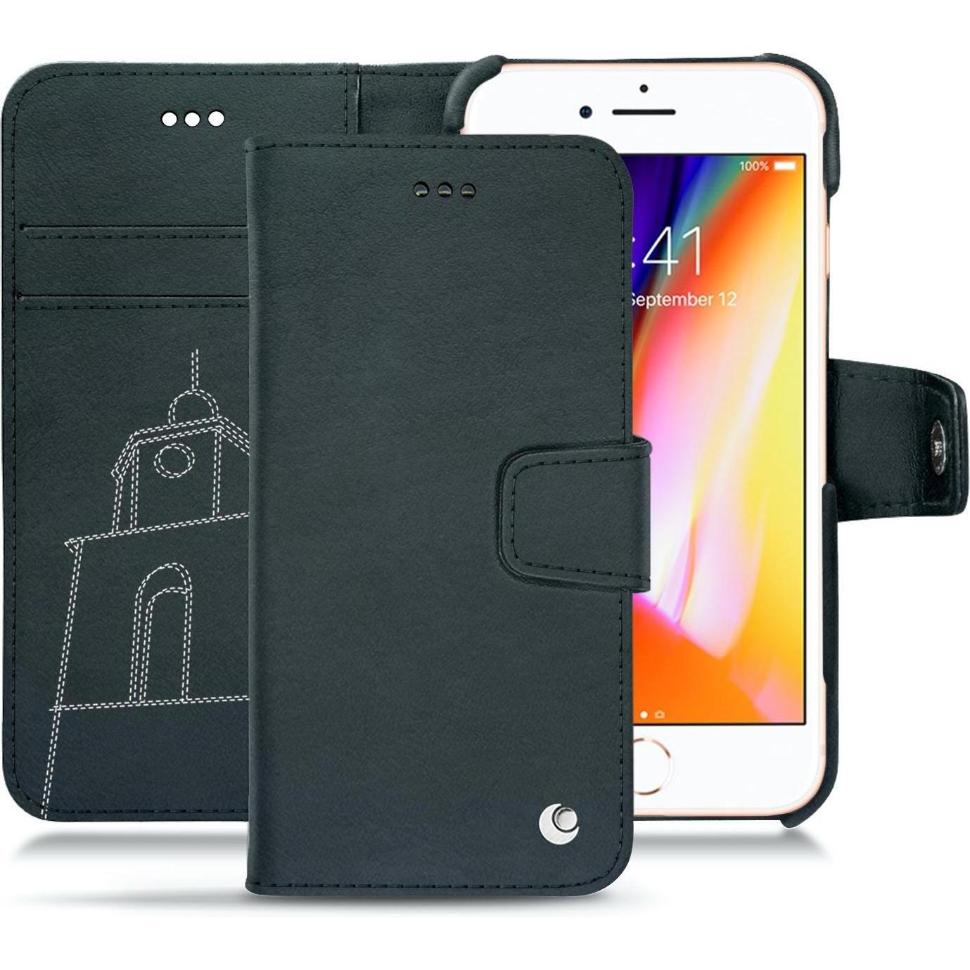 Noreve Lederschutzhülle Wallet (Apple iPhone 8), Smartphone Hülle, Blau