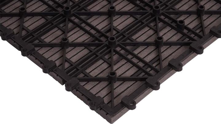 Image du produit Swisshandel24 WPC Carrelage d'angle Rhône + bordure, aspect bois terrasse, 30x30cm Premium angle droit, gris (1 x, 30 x 30 cm)