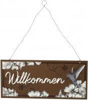 IKO Plaque en métal marron "Welcome" h=18cm l=40cm
