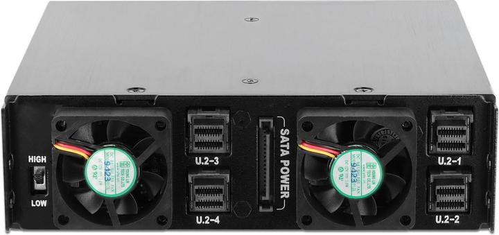 Actual product image Delock 5.25? removable frame for 4 x 2.5? U.2 NVMe SSD with lockable trays