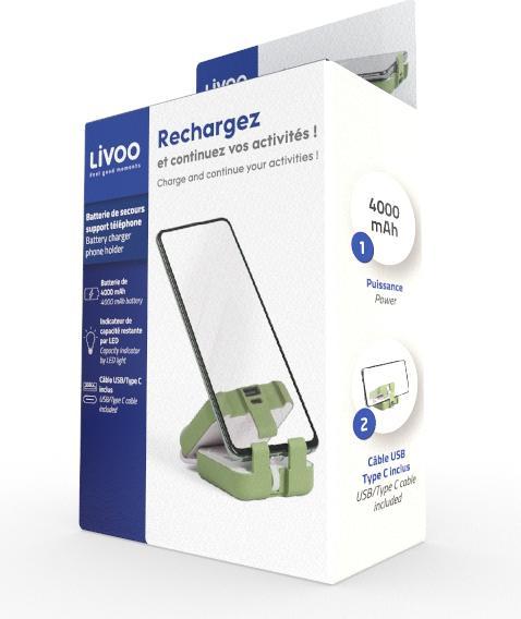 Produktbild Livoo Externer Akku pack mit telefonhalter (4000 mAh, 14.80 Wh)