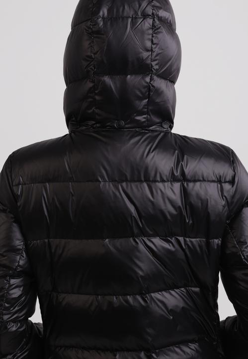 Actual product image Cash-Mere Langer Daunenmantel mit Kapuze und Kaschmirfutter in glänzender Optik