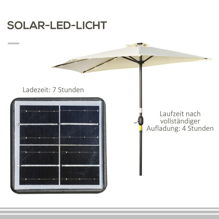 Produktbild Outsunny Terrassenschirm mit Solarpaneel und LED (1.35 m)