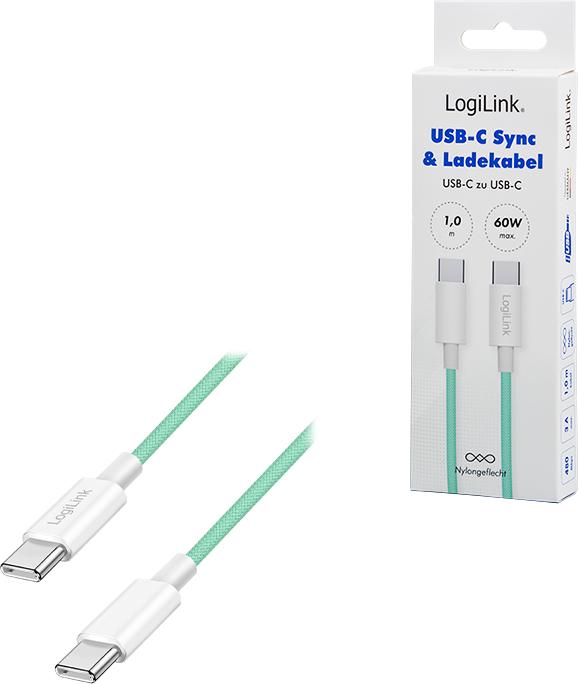 Image du produit LogiLink USB C – USB C (1 m, USB 2.0, 60 W)