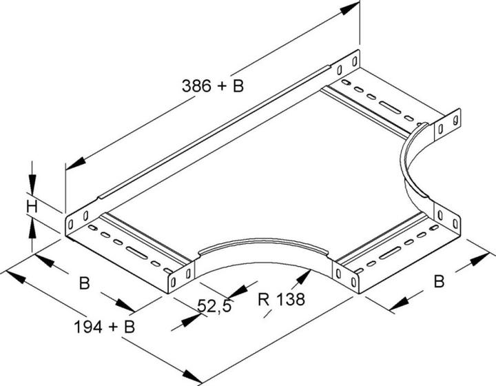 Produktbild Niedax NIE RTS35.200 T-StÃ¼ck 35x202mm mit ungel.en Seitenholmen bandverz. (3.50 cm)