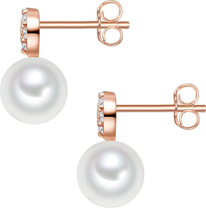 Immagine prodotto Valero Pearls Donna Argento 925 Cubic Zirconia Perla d'acqua dolce coltivata Oro Rosa - 32338 (Argento 925, Perle)