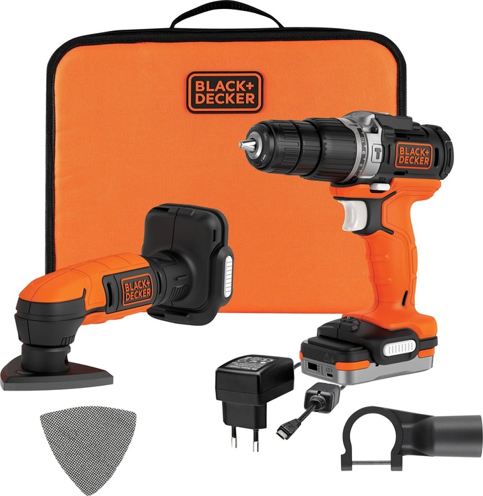 Image du produit Black & Decker Black+Decker Perceuse sans fil 2K + Ponceuse sans fil (Plateau de ponçage triangulaire)