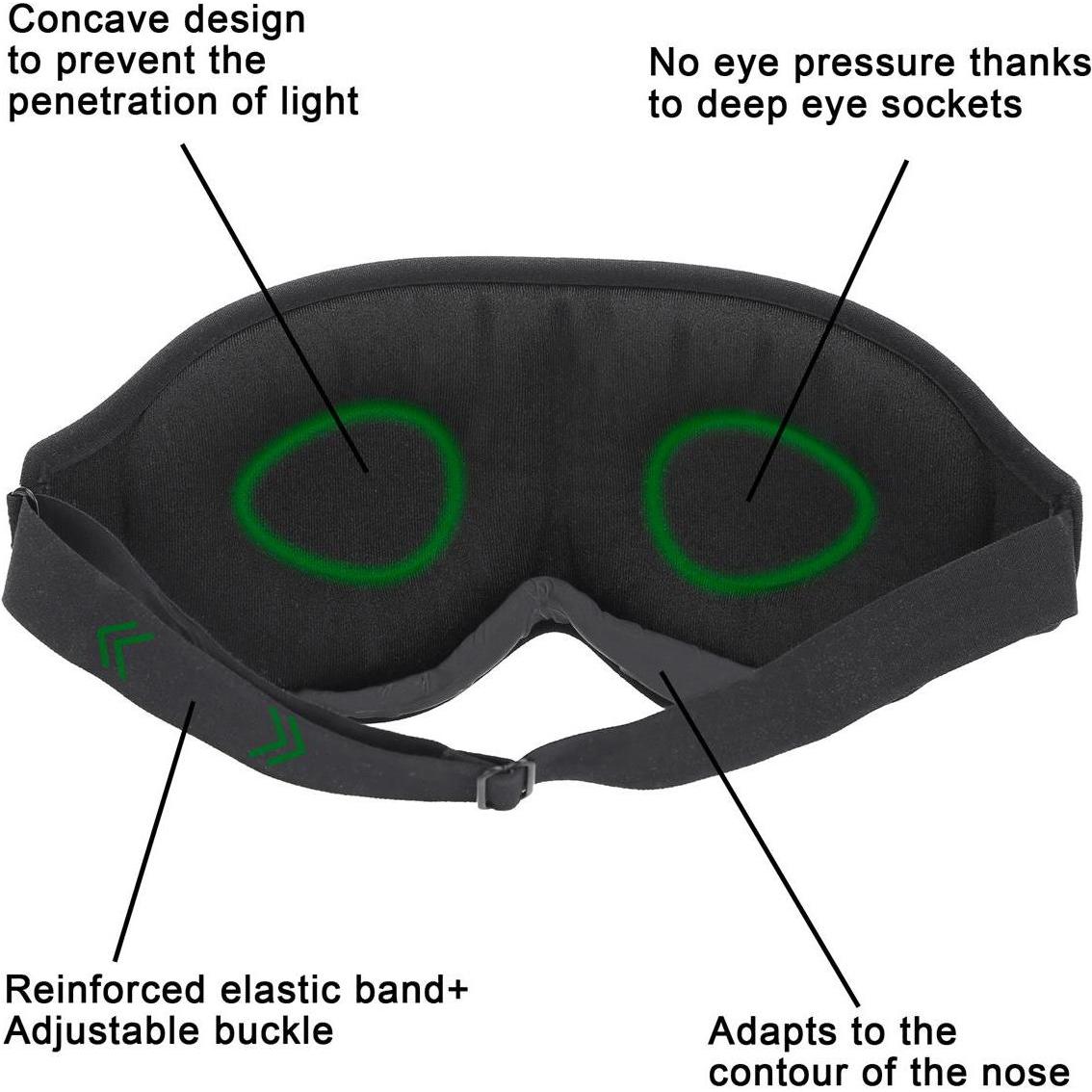 Thumbnail - Intirilife, Reisezubehör, 3D Schlafmaske, Schwarz, (Schlafmaske)