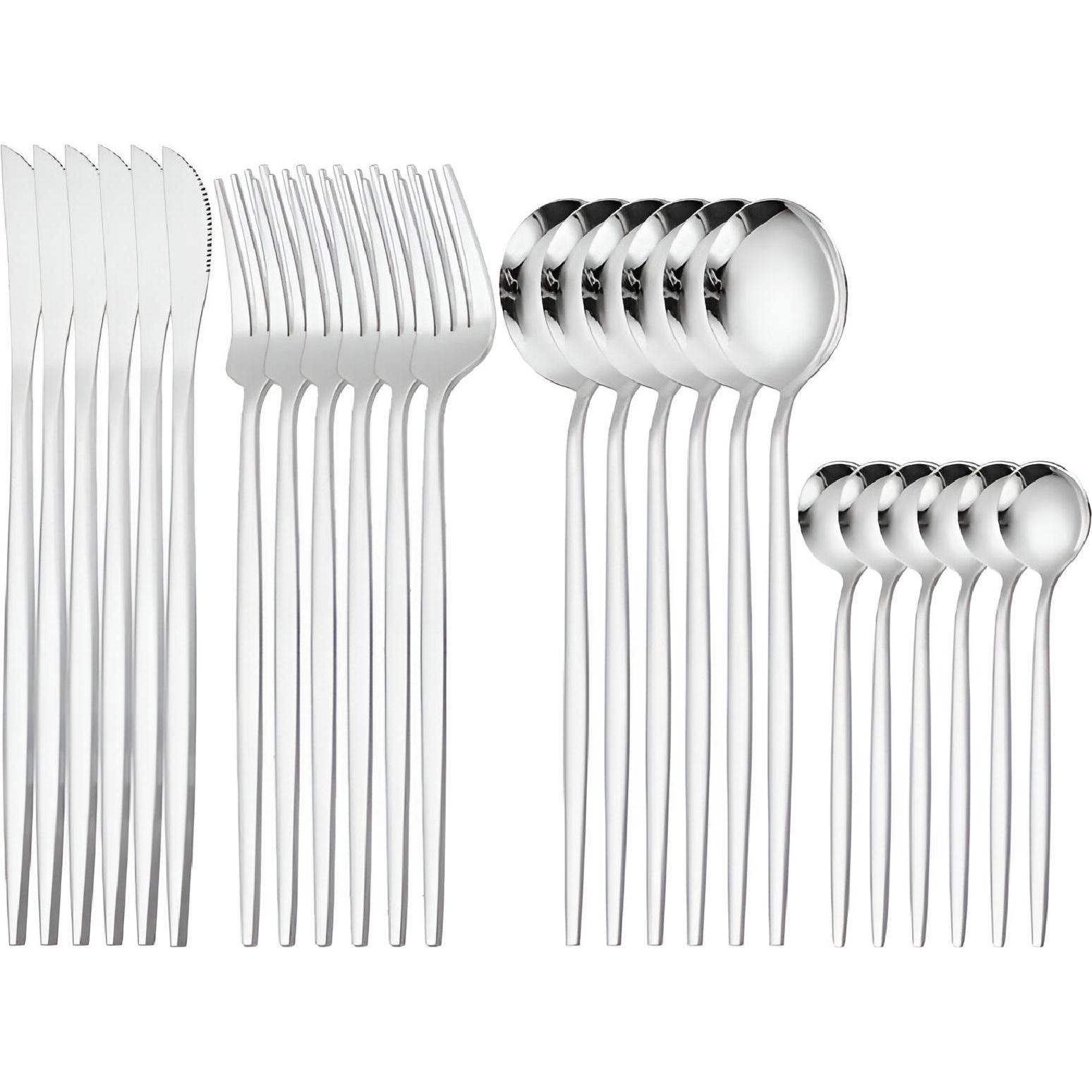 Cheffinger CF-22126-SL 24 teiliges Besteckset, Besteck, Silber
