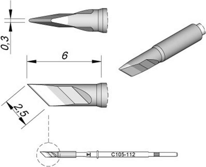 Actual product image JBC Tools C105112 Soldering tip blade shape, straight tip size 0.3 mm content 1 p (Soldering tip)