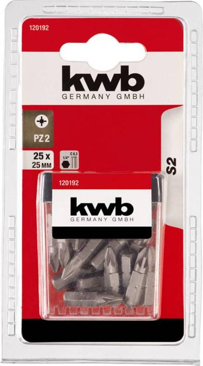 Produktbild kwb 120192 Kreuzschlitz-Bit PZ 2 Stahl 25 St.
