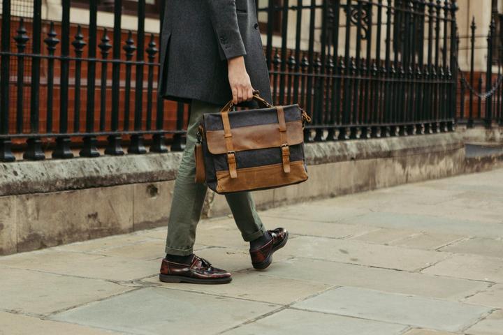 Actual product image Only-Bags.Store Work Satchel Messenger Bag, Wax Canvas Laptop Bag, Commuting Shoulder Bag, Briefcase