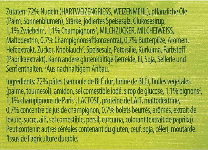 Nährwerte und Zutaten Knorr Spaghetteria Ai Funghi Pasta Pilzsauce Beutel, Teigwaren mit crèmiger Pilz Sauce, Fertiggericht (218 g)