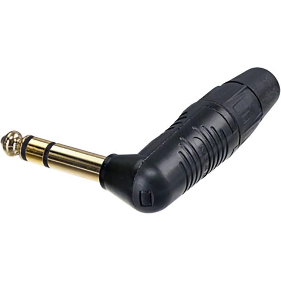 Rean 3-poliger, rechtwinkliger 6.35 mm Klinkenstecker, Gehäuse, vergoldete Kontakte, Audio Stecker, Gold