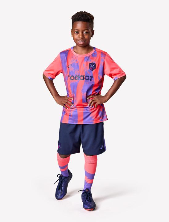 Produktbild Kipsta Kinder Fussball Trikot kurzarm - VIRALTO Kids Roarrr Mandrill rot/violett (140)