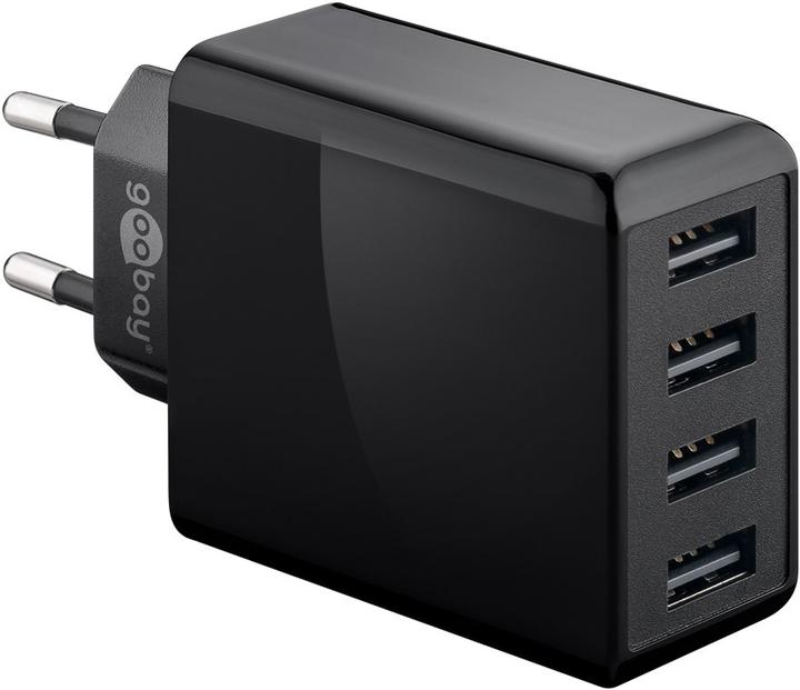 Produktbild Goobay 4-fach USB-Ladegerät, mehrfach USB-Ladegerät, 30W, lädt bis zu 4 Geräte gleichzeitig, schwarz (30 W)