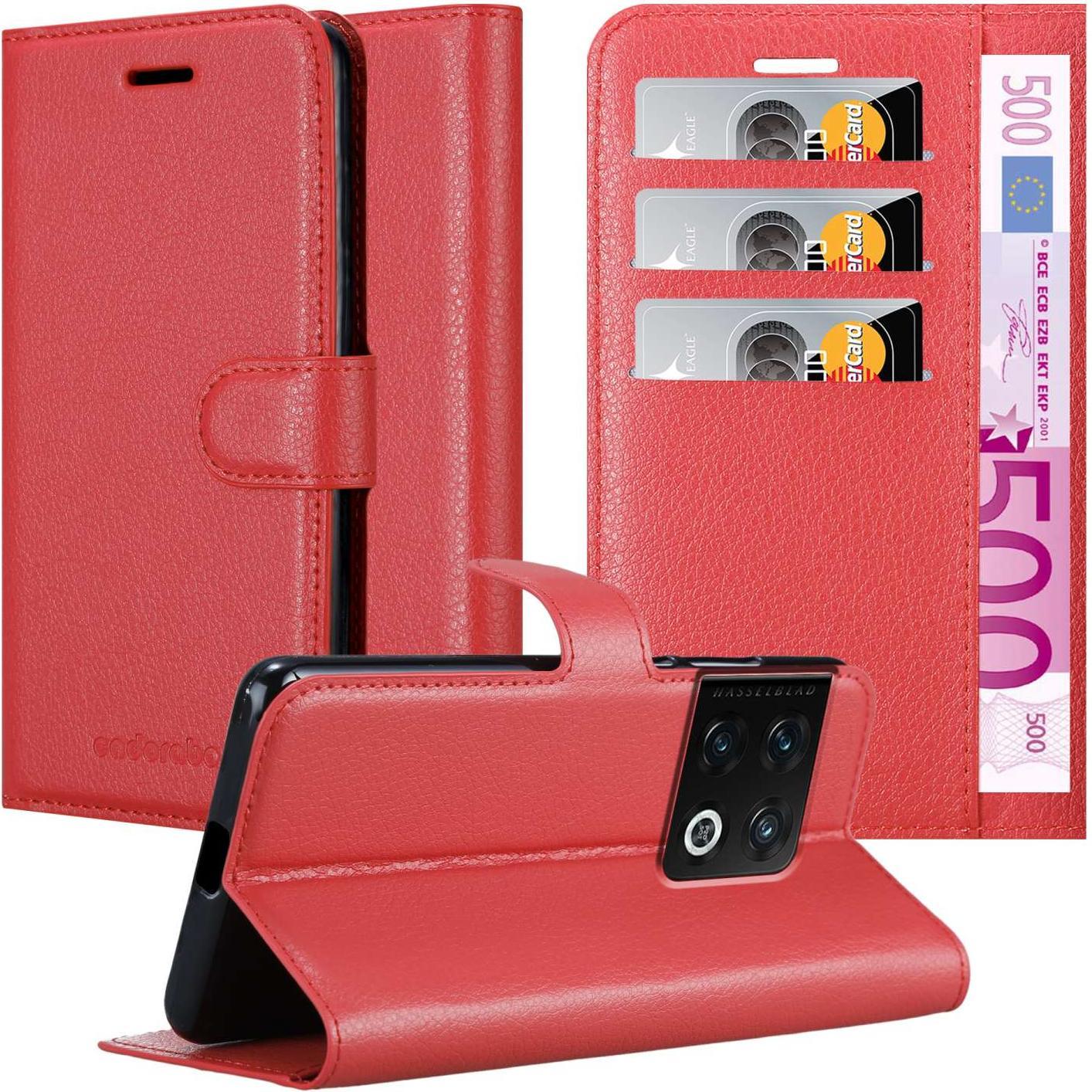 Cadorabo Book Stand Hülle für OnePlus 10 PRO 5G (OnePlus 10 Pro 5G), Smartphone Hülle, Rot