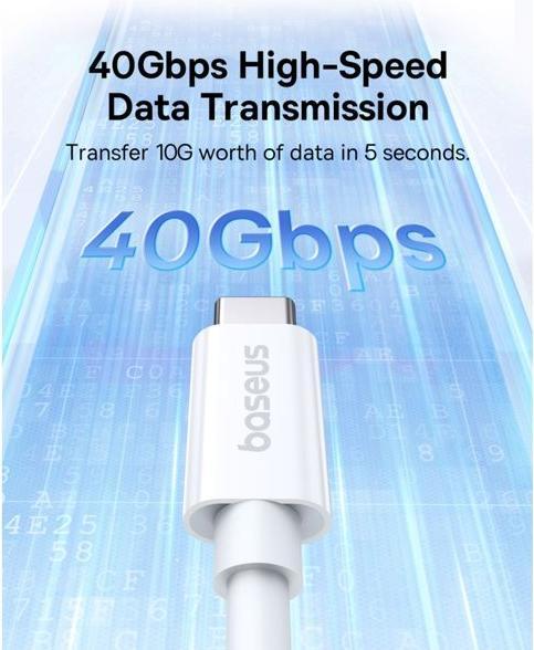 Produktbild Baseus fast Charging Cable Superior 2 USB-C to USB-C 240W, 1,8m (white) (1.80 m, 240 W)